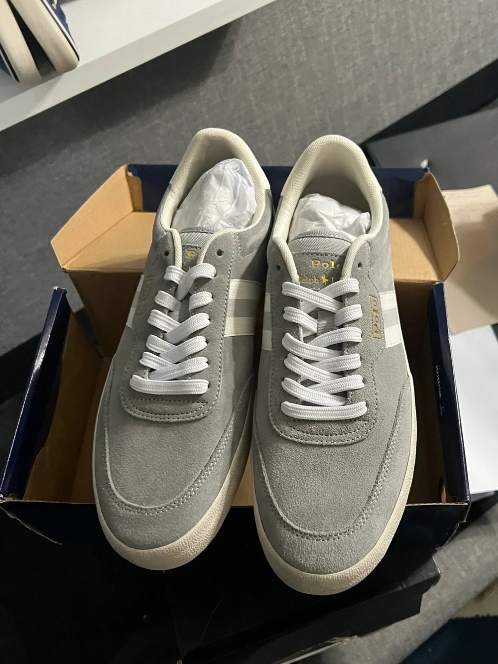 Polo by Ralph Lauren Men's Light Gray Suede Low-Top Sneakers